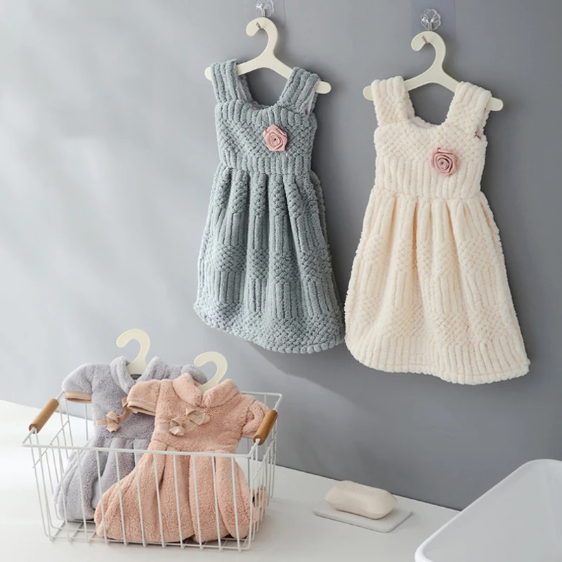 

Microfiber Coral Fleece Kitchen Dish Washing Rag Hanging Erasable Towel Absorbent Household Bathroom Toilet Handkerchief Cloth