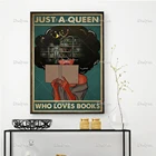 Плакат с надписью Love Book афро-черная девушка, Just A Queen, которая любит книги, материя, настенные художественные принты, домашний декор, холст, подарок, плавающая рамка