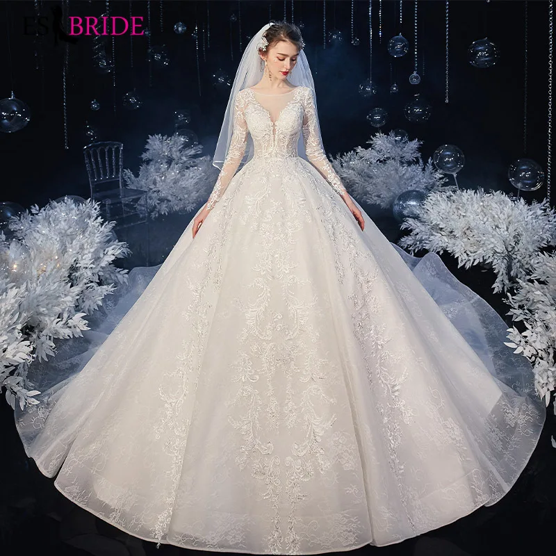 

Main wedding dress 2020 new Qi Di bride French temperament star sky trailing cover arm long sleeve super fairy dreamy forest