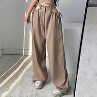 new high waist hollow tassel straight leg pants 2021 gothic womens fashion street casual wear harajuku khaki overalls women