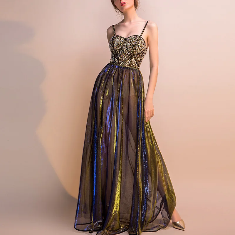 Сексуальное Тонкое перспективное вечернее платье для ночного клуба женский