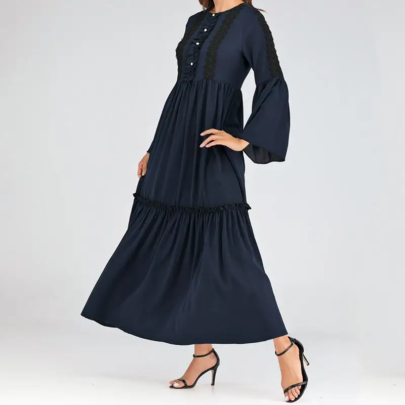 

ICHOIX Solid Color New Stand Collar Long Sleeve Button Loose Casual Long Thin Women Dresses 2020 Summer Causal Korean Dress