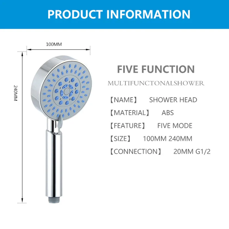 Высокое качество пять fuction силикагель отверстия Насадки для душа экономии воды с