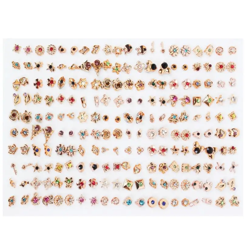 100 пар женские акриловые Кристальные маленькие серьги-гвоздики наборы для