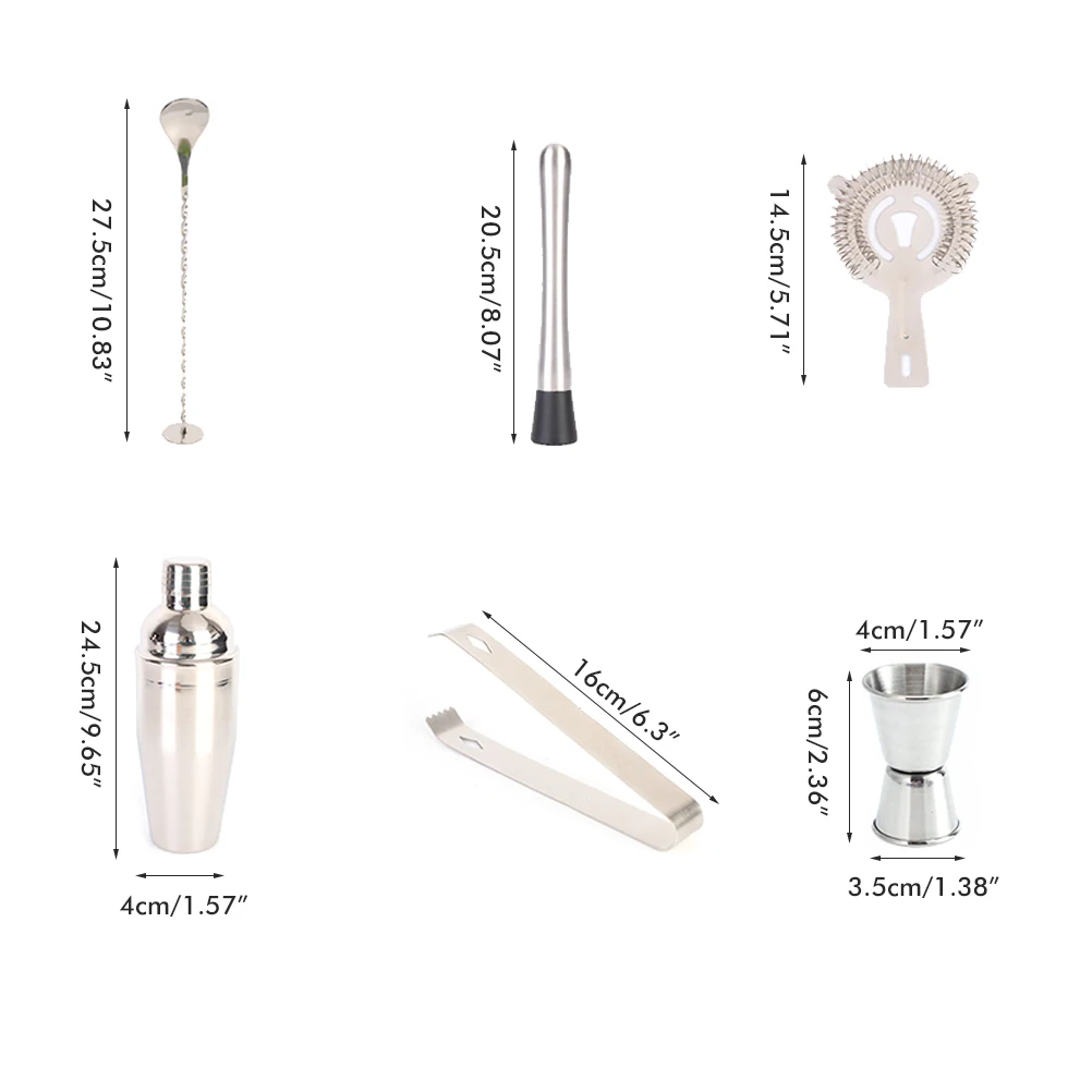 Шейкер для коктейлей комплект из 10 предметов Бармен Комплект с подставкой