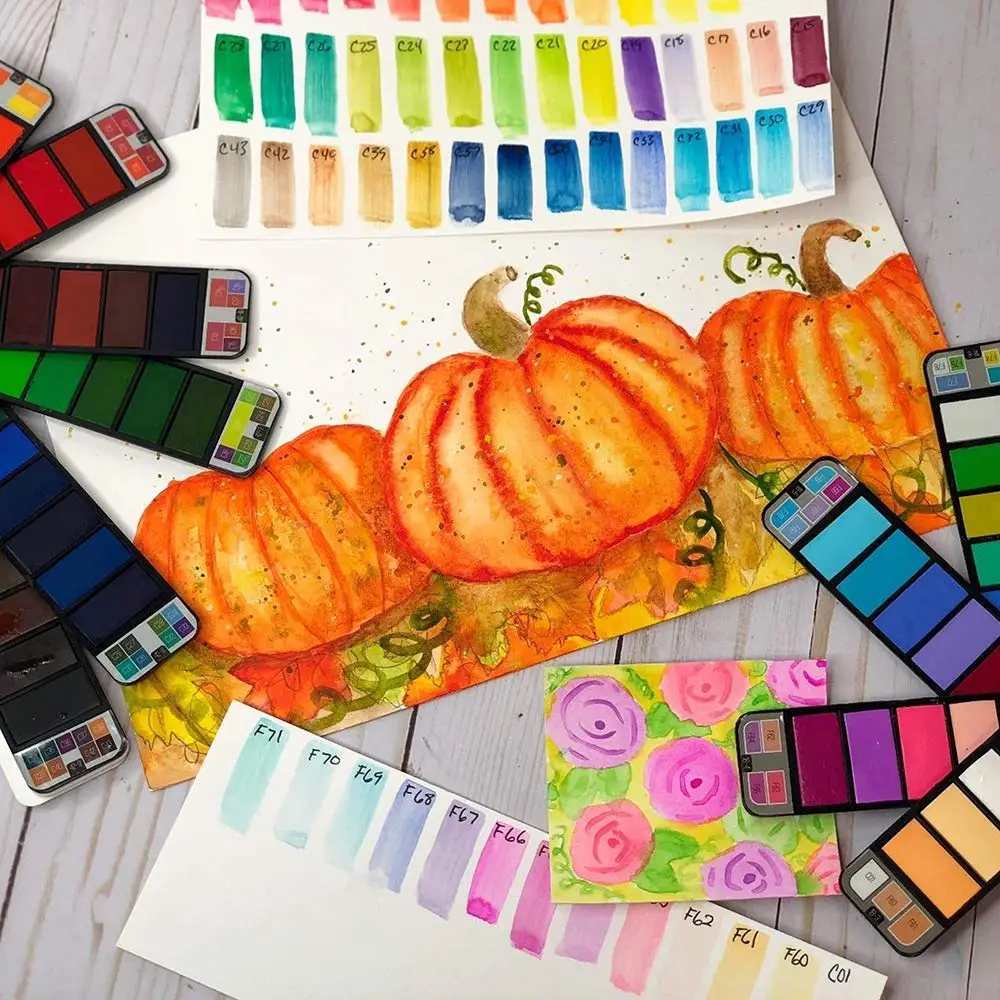 

Superior Water Colour Solid Paint Pigment Set Portable 18/25/33/42 Color Drawing Painting Art with Blooming Brush Pen A6151