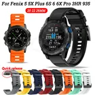 Ремешок силиконовый для наручных часов Garmin Fenix 6X 6 6S Pro 5X 5 5S Plus 3HR D2 Bravo 20 22 26 мм