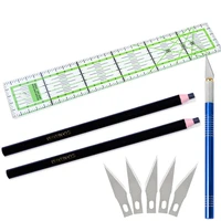 lmdz 1set craving knife non slip metal leather cutting tool hand tool set cutter carving multi knife with patchwork ruler