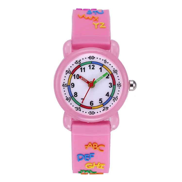 Children's 3D Cartoon Watch Waterproof Alphabet Quartz Wristwatch Colourful Students Girls Watches Gift Clock