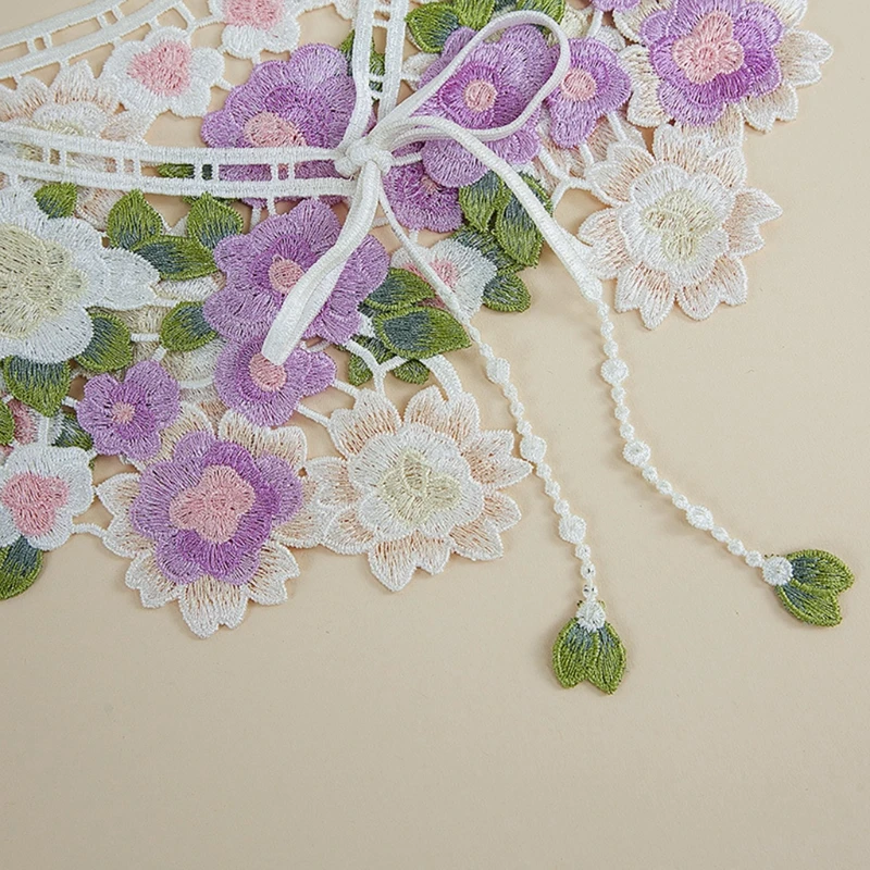 

Fairytale Decorative False Fake Collar Lace Shawl Wrap Hollow Out Embroidery Floral Capelet Dickey Detachable Necklace Half Top