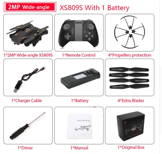 Wide 2MP 1B Color Bx Visuo Xs809s Battles Sharks Wifi Fpv широкоугольная камера складной Радиоуправляемый Дрон Квадрокоптер Vs Visuo Xs809hw Sx812 Sg106 906 M69 M70 - Цвет: Wide 2MP 1B Color Bx