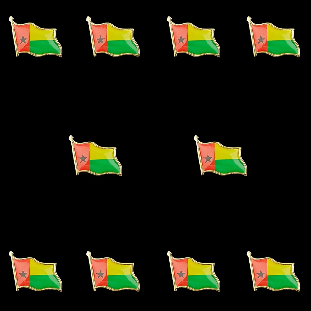 

10 шт./компл., позолоченная эмалированная заколка-значка Гвинея-Бисау в африканской стране, брошка на лацканы