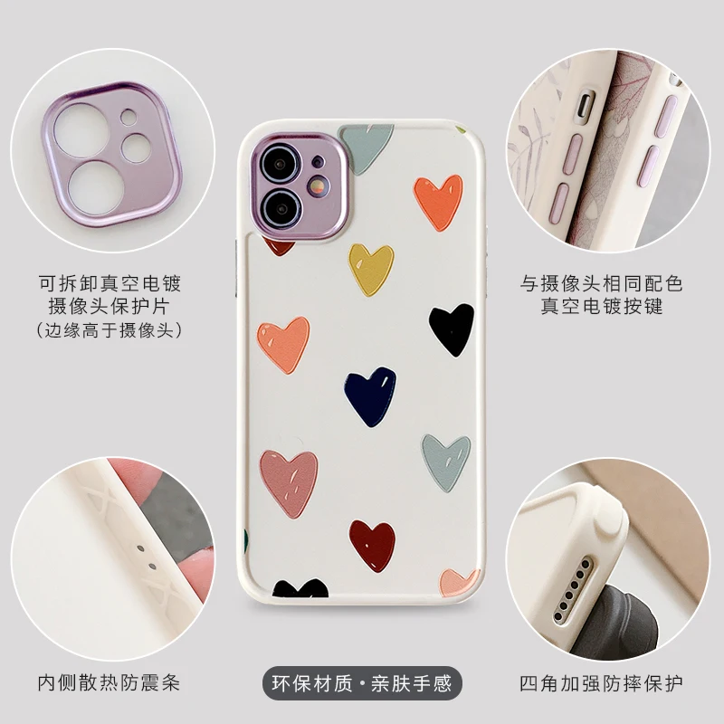 

For iPhone 12 Pro Case Heart Flowers Phone Case For iPhone 12 Mini 11 Pro Max 8 7 Plus X XS Max XR Marble Soft TPU Bumper Cover