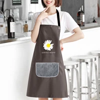 1pc waterproof pvc daisy pattern apron kitchen dining room wipe coffee cooking oil proof bib with pocket couple fashion apron
