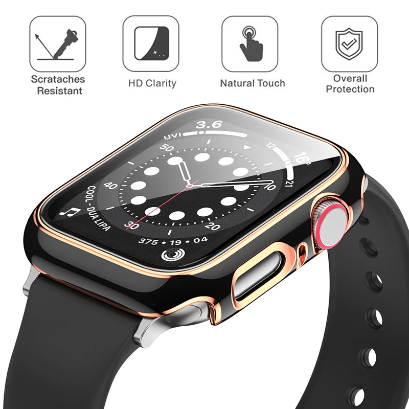 Чехол для защиты экрана Apple Watch Series 6 5 4 3 SE iWatch Shell 44 мм 40 42 38 двухцветный бампер