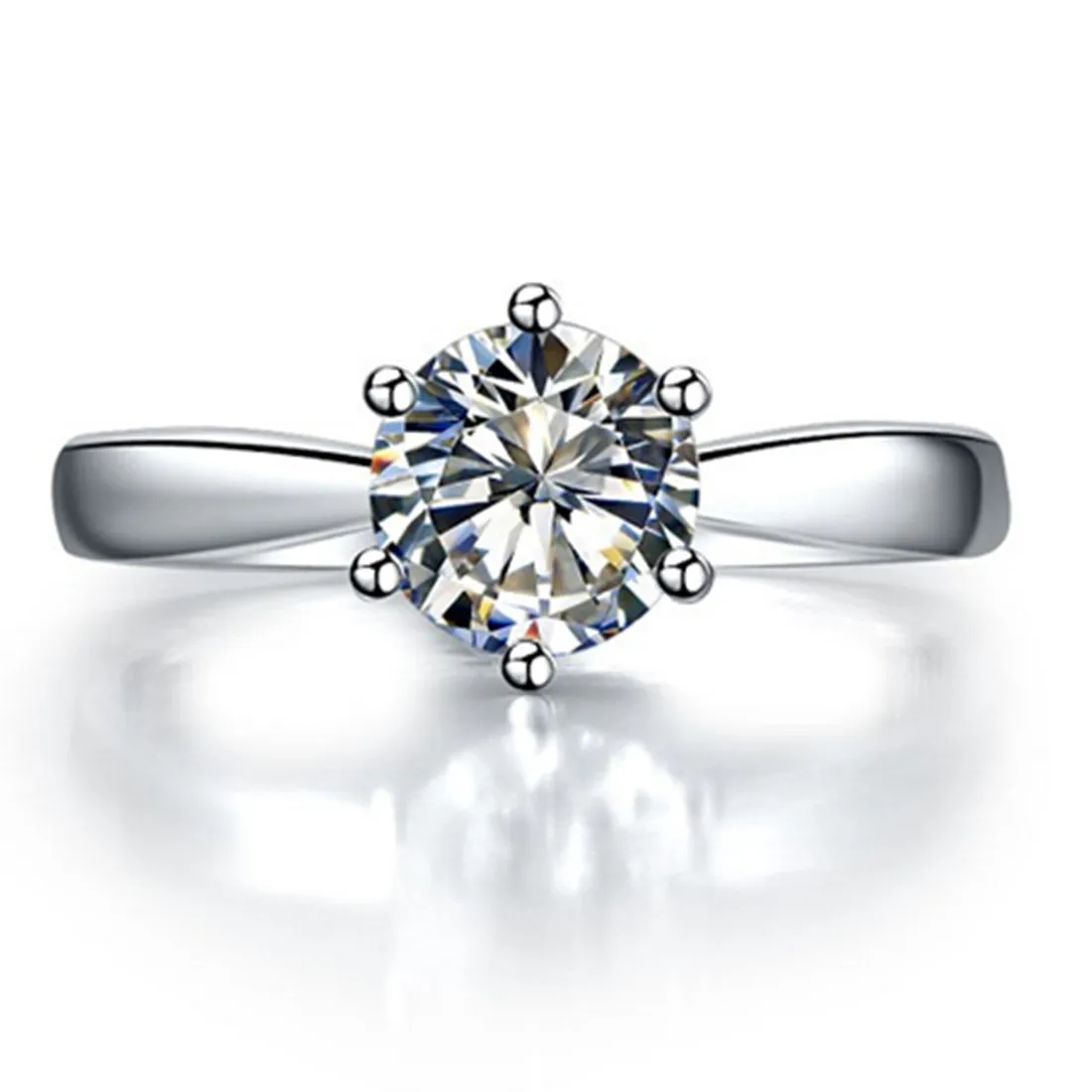 Тестовое положительное классическое 6 кольцо с зубцами Твердое 14 к из белого