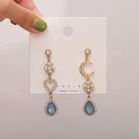 2020 new arrival vintage water drop crystal dangle earring korean baroque moon heart womens earrings fashion jewelry