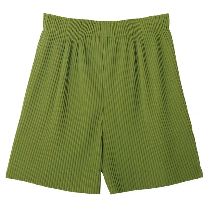 

Women Summer Loose Elastic Waist Shorts Vintage Plus Size High Waist Pleated Shorts Casual Street Lady n Bottoms