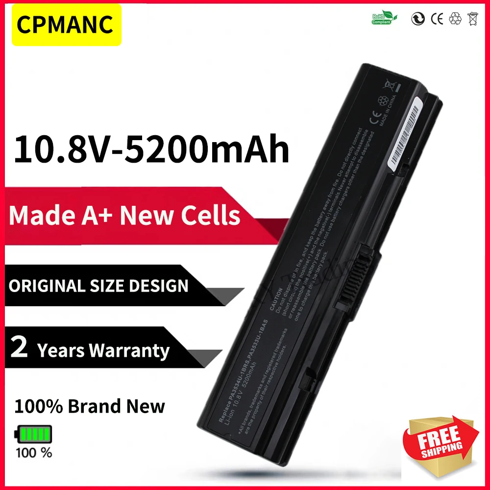 Cpmanc Bateria para o Portátil da Bateria do Portátil para Toshiba Pa3534 Pa3534u1bas Pa3534u-1brs A300 A500 L200 L300 L500 L550 L555 Bateria Baterias p/ laptop
