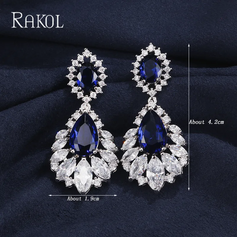 RAKOL корейские элегантные серьги-подвески AAA + фианиты Длинные большие кристаллы