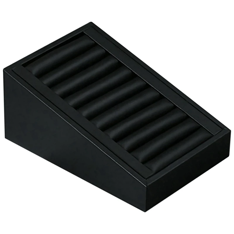 

2 Pcs Elastic PU Leather Bracelet Ring Tray Jewelry Display Tray Jewelry Display Stand Bracelet Insert Tray Gold & Black