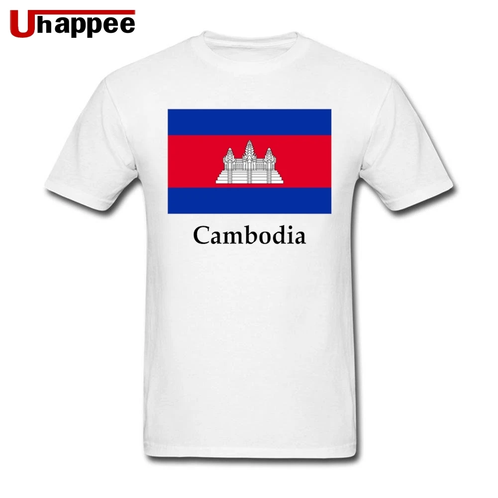 Уличная одежда с флагом Камбоджи мужские футболки на заказ коротким рукавом