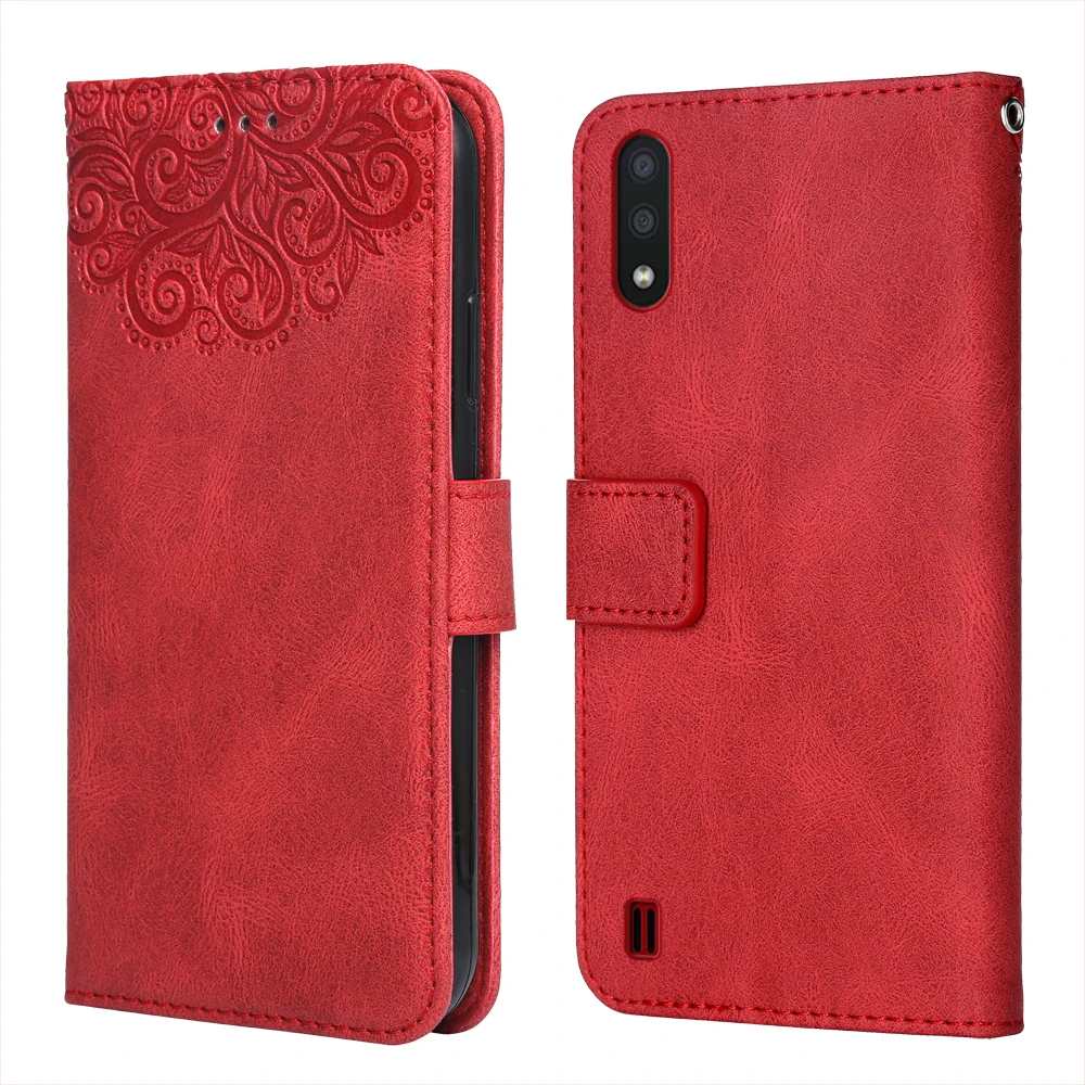 

For Samsung A01 A015F SM-A015F 5.7'' Flower Embossing Case Coque for Galaxy A015 Wallet Flip Leather Case for Samsung A01 Cover