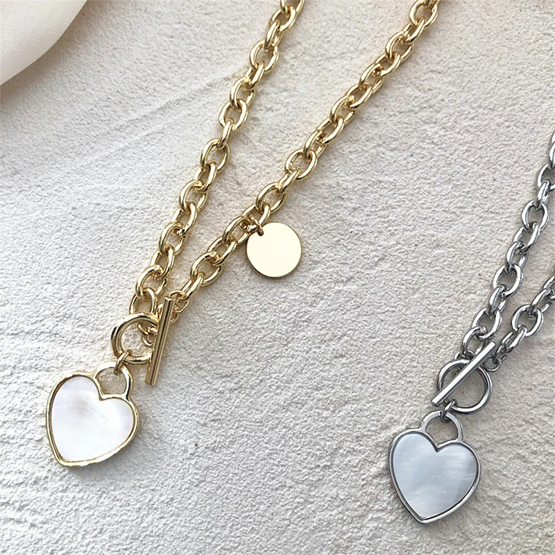 

45cm Metal thick chain female necklace asymmetric simple temperament heart-shaped necklace jewelry female accessories free