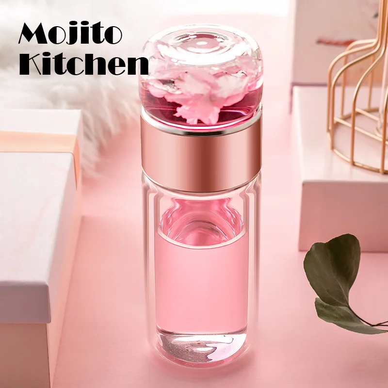 

260ML Double Wall Glass Water Bottles Tea Infuser Filter Tea Separation Tumbler Tea Cup Travel Drinkware Glass Bottle