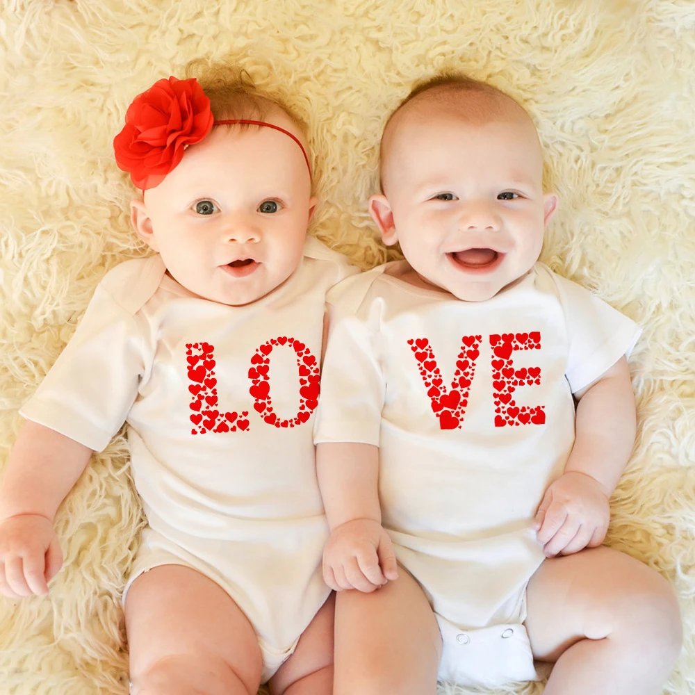 Любовь две s унисекс одинаковая Twin боди для маленьких мальчиков и девочек летние