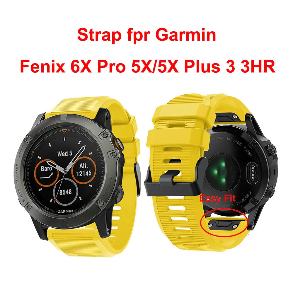 Умный ремешок для Garmin Fenix 6X Pro 5X Plus 3 HR 12 цветов 26 мм быстросъемный силиконовый