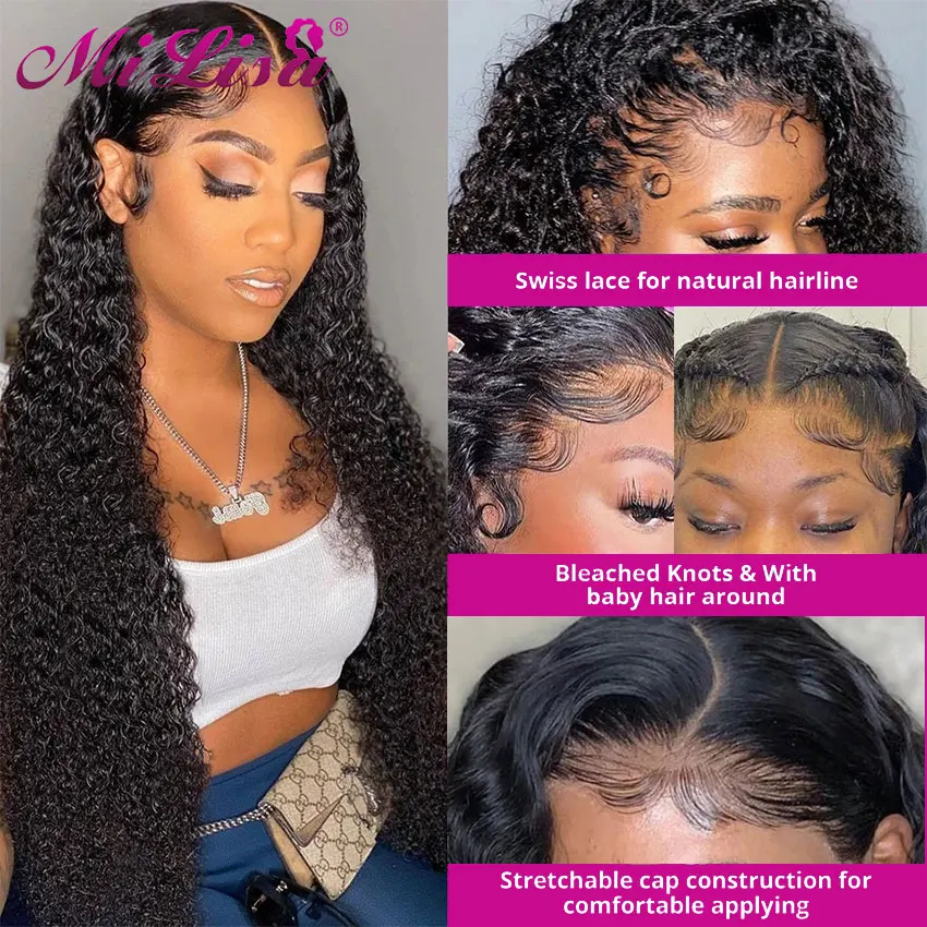 Парики Mi Lisa с глубокой волной для женщин фронтальные натуральные волосы 30 дюймов