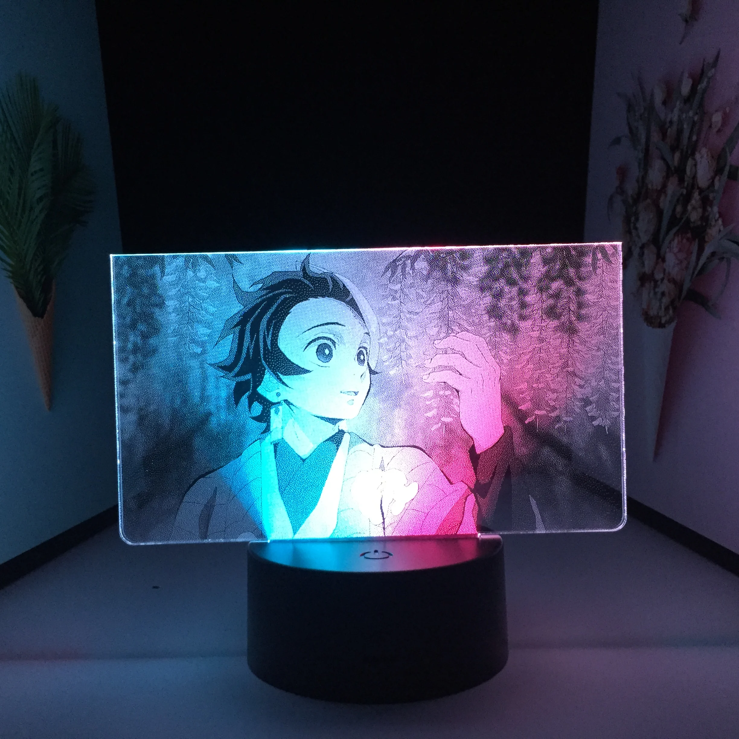 

Яркая двухцветная аниме лампа Kimetsu No Yaiba Tanjiro для детей, подарок на день рождения, украшение для спальни, аниме, рассекающий демонов светодиод...