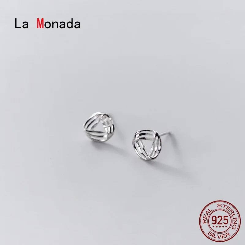 

Женские серьги La Monada, корейские волнистые треугольные серьги-гвоздики, серебро 925, ювелирные изделия, минималистичные серьги для девочек