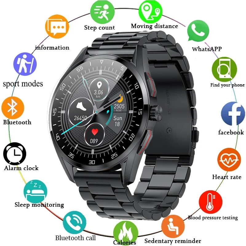 

2021 Bluetooth Call Smart Watch Men IP68 Waterproof BP Heart Rate Monitor Rotary Button Smartwatch For Samsung Xiaomi Huawei GT2