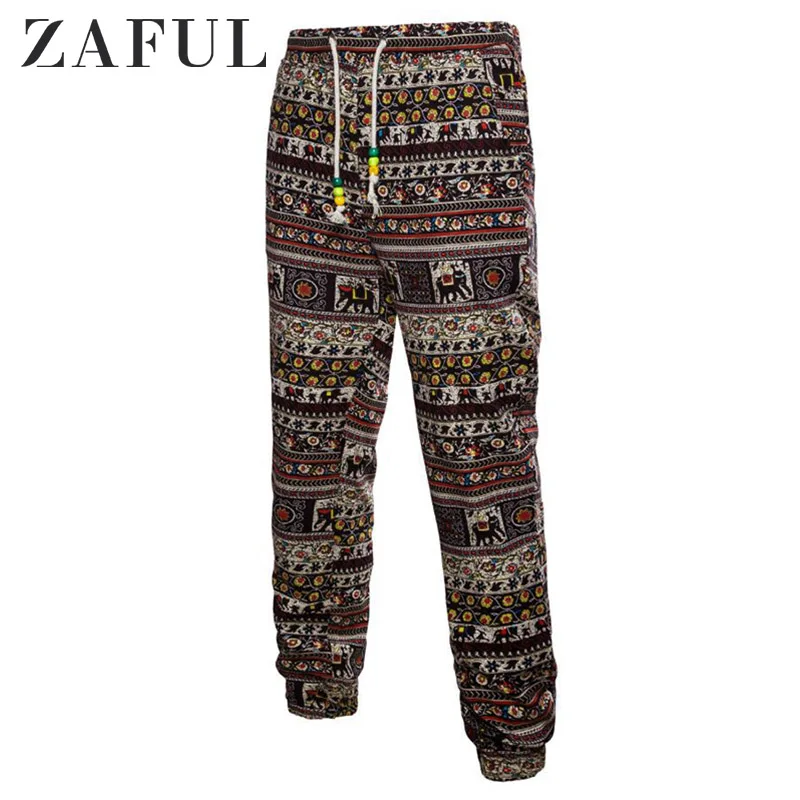 Мужские штаны для бега с этническим принтом длинные со средней талией 2019 зимняя