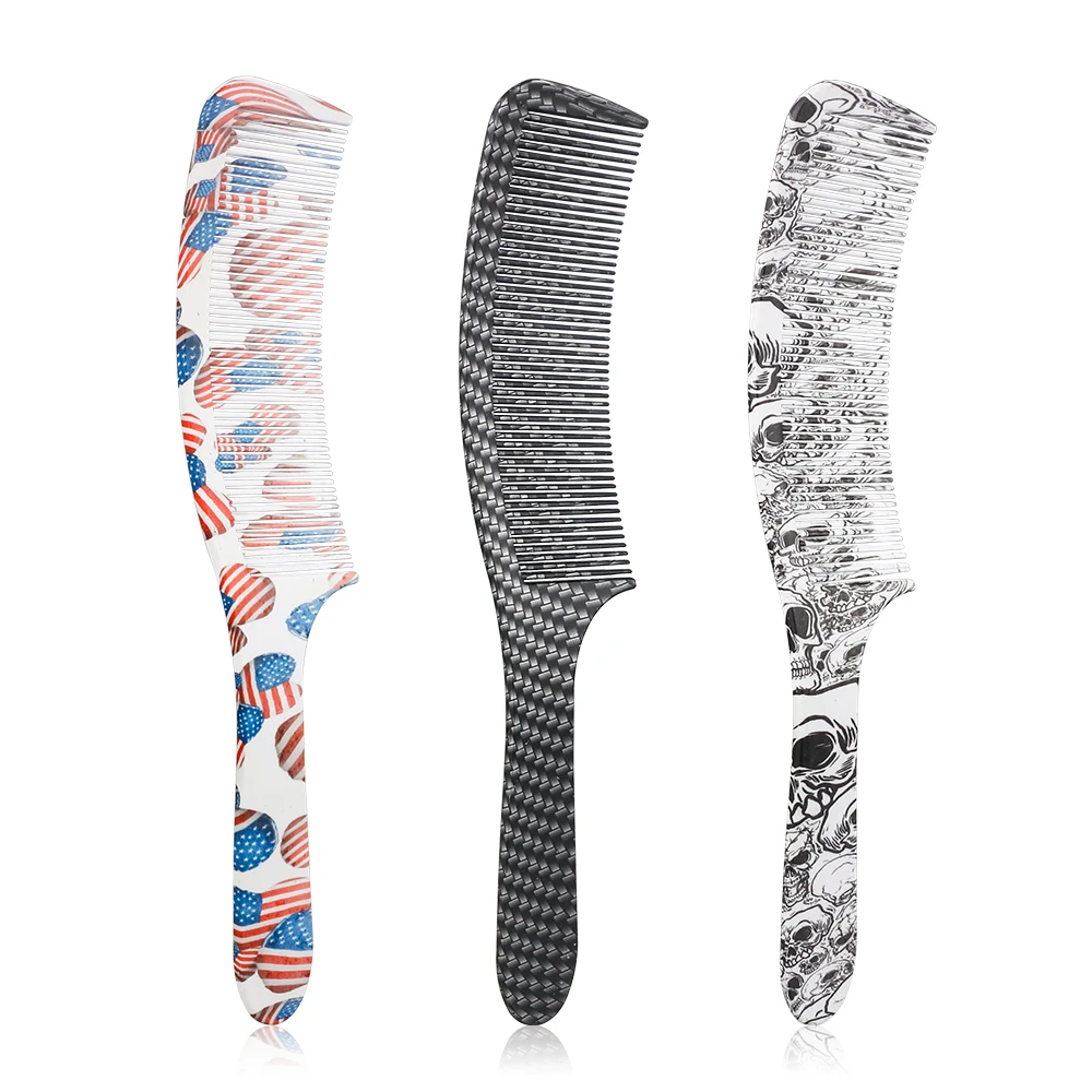 

3 Colors Curved Shaver Hair Clipper Cutting Comb Barber Flat Top Comb Anti-static Salon Styling Tools Hairdressing Comb