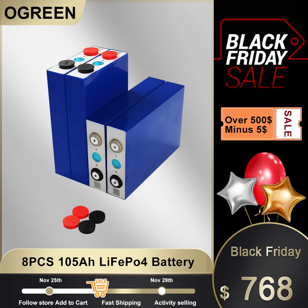 

OGREEN 8 шт. 3,2 В ЕВА Ач LiFePO4 (LFP) элементы напряжения батареи ИК подходит для системы хранения солнечной энергии PV RV ЕС США бесплатно