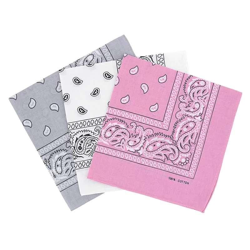 Set of 3 bandanas Paisley Man and Woman 57 x cm White + light gray pink |