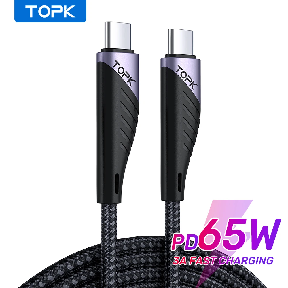 Кабель TOPK AP74 USB C к Type кабель для быстрой зарядки PD 65 Вт MacBook Pro iPad Quick Charge 4 0 USBC Type-C