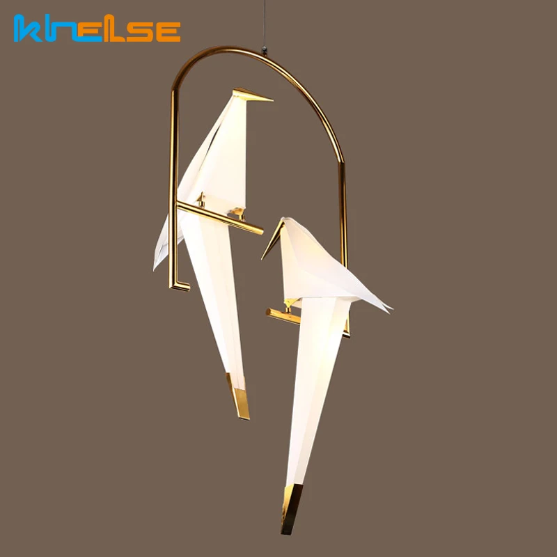 Современный светодиодный подвесной светильник в виде птицы металлический