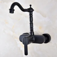 black oil rubbed bronze bathroom kitchen sink faucet mixer tap swivel spout wall mounted single handle mnf839