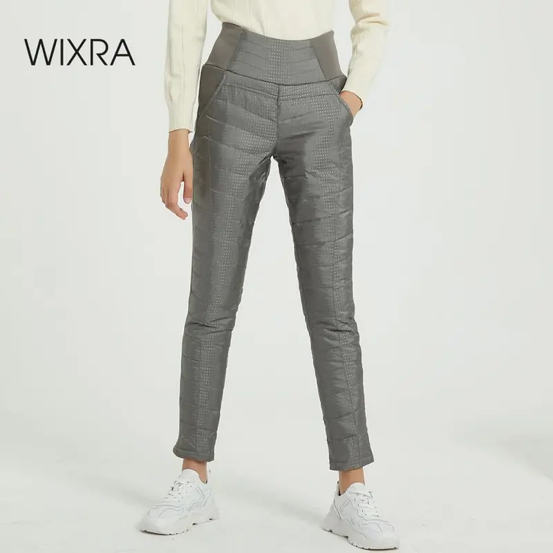 Женские зимние брюки Wixra теплые обтягивающие на утином пуху с высоким эластичным