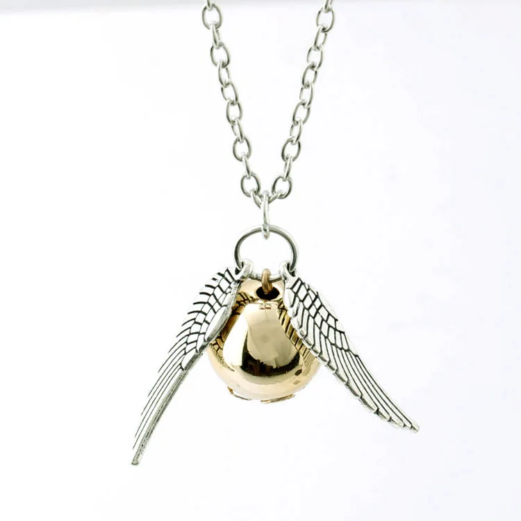 

Geometric round Gold Snitch Time Turner Men movie series Pendant Necklace Feather Angel wings Hourglass funnel jewelry