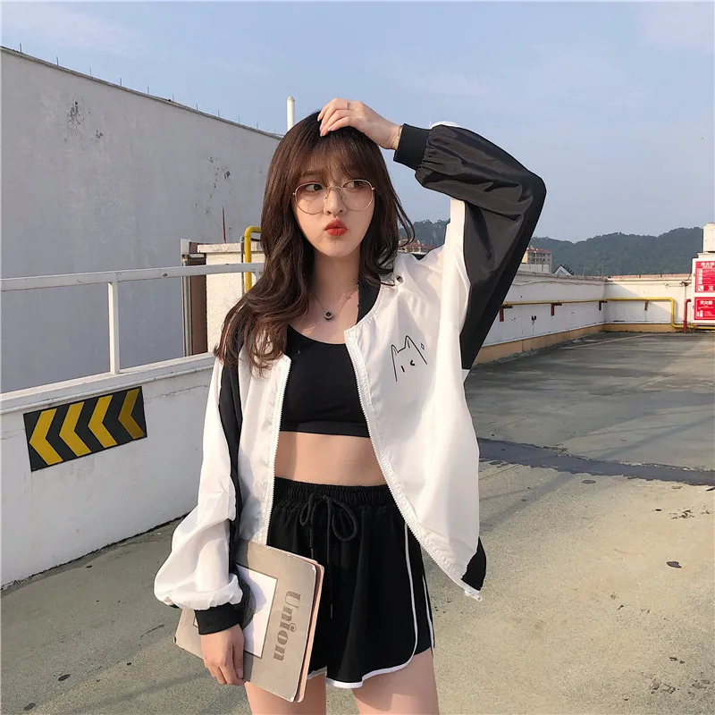 Куртка женская тонкая базовая модная ветровка Бомбер бейсбольная верхняя одежда