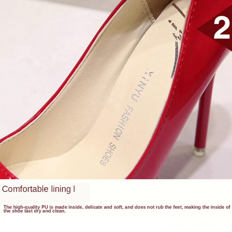 

Plus Size 34-40 Women Shoes Pointed Toe Pumps Patent Leather Dress High Heels Boat Wedding Zapatos Mujer Blue Wine Red NVDX17