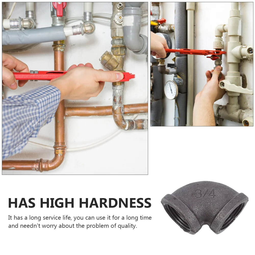 

6pcs Prefessional Pipe Connectors Elbow Coupling Iron Pipe Fitting (Black)