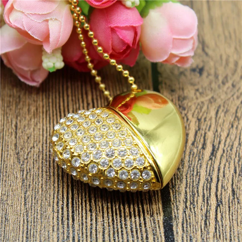 Золотой Серебристый 6 цветов Кристальное сердце 4 ГБ 8 16 USB флеш накопитель 32 ГБ|USB