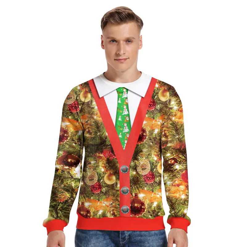 

Long Sleeved Lovers' Shirts Specially for 3D Printed Sweaters In Europe and America Ugly Sweater Christmas Women
