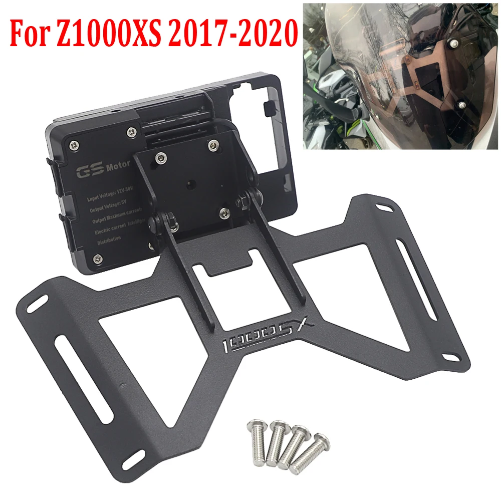 Soporte de teléfono Z1000SX para motocicleta, soporte de navegación GPS para Kawasaki Z1000, SX Z 1000, SX 2017, 2020-2019, 2018, soporte de carga USB